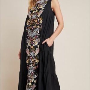 Samant Chauhan Jacaranda Tiered Maxi Dress Embroidered Floral Like New.